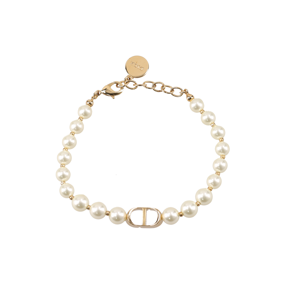디올 B1096MTGRS 몽테뉴 브레이슬릿 골드 메탈 화이트 레진 펄(Dior B1096MTGRS Montaigne Bracelet - Gold Metal & White Resin Pearl)