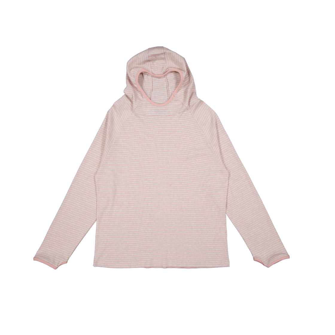 KS6BRHD001PI Kookeesee Stripe Waffle Hoodie Pink/Grey