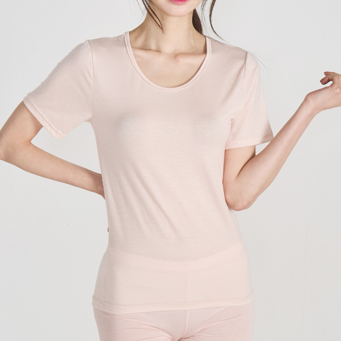 에이원 텐셀 소프트 반팔 런닝 베이지(AONE Tencel Soft Short-Sleeve Running Top Beige) - 2