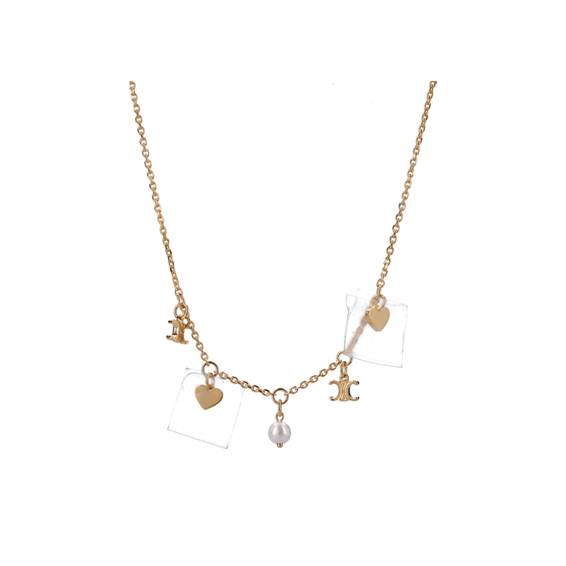 ITE65TW5PTLM Celine Quirky Celine Charm Necklace in Gold Brass & Resin Pearl