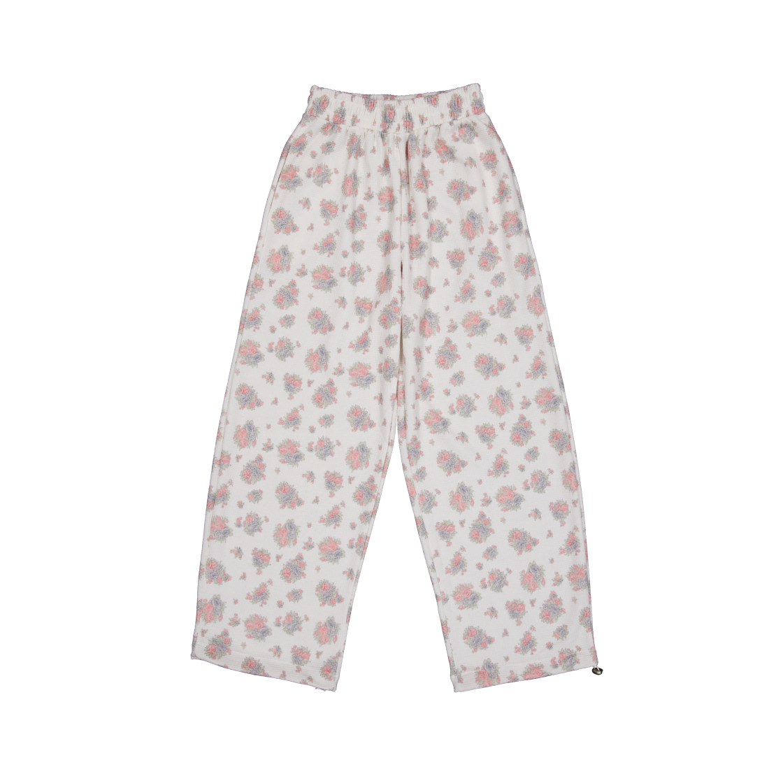 KS6BRPN001IV Kookeesee Flower Waffle Jogger Pants Ivory