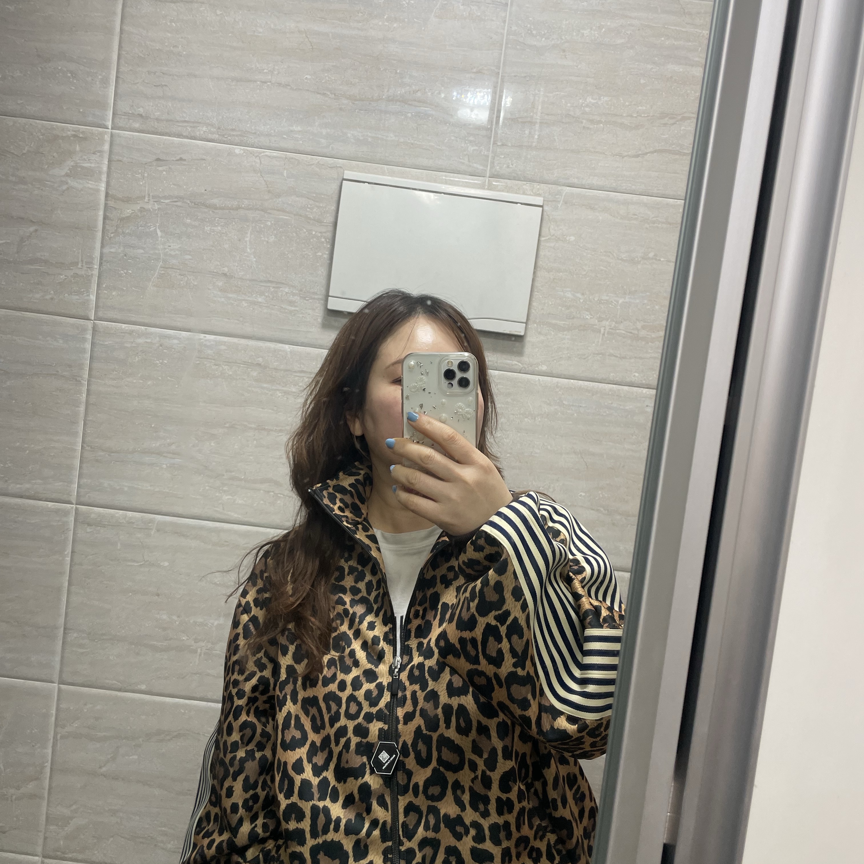 Kapital Smooth Jersey Leopard Print Stuntman & Woman Track Jacket Brown 착용 스타일 - 1