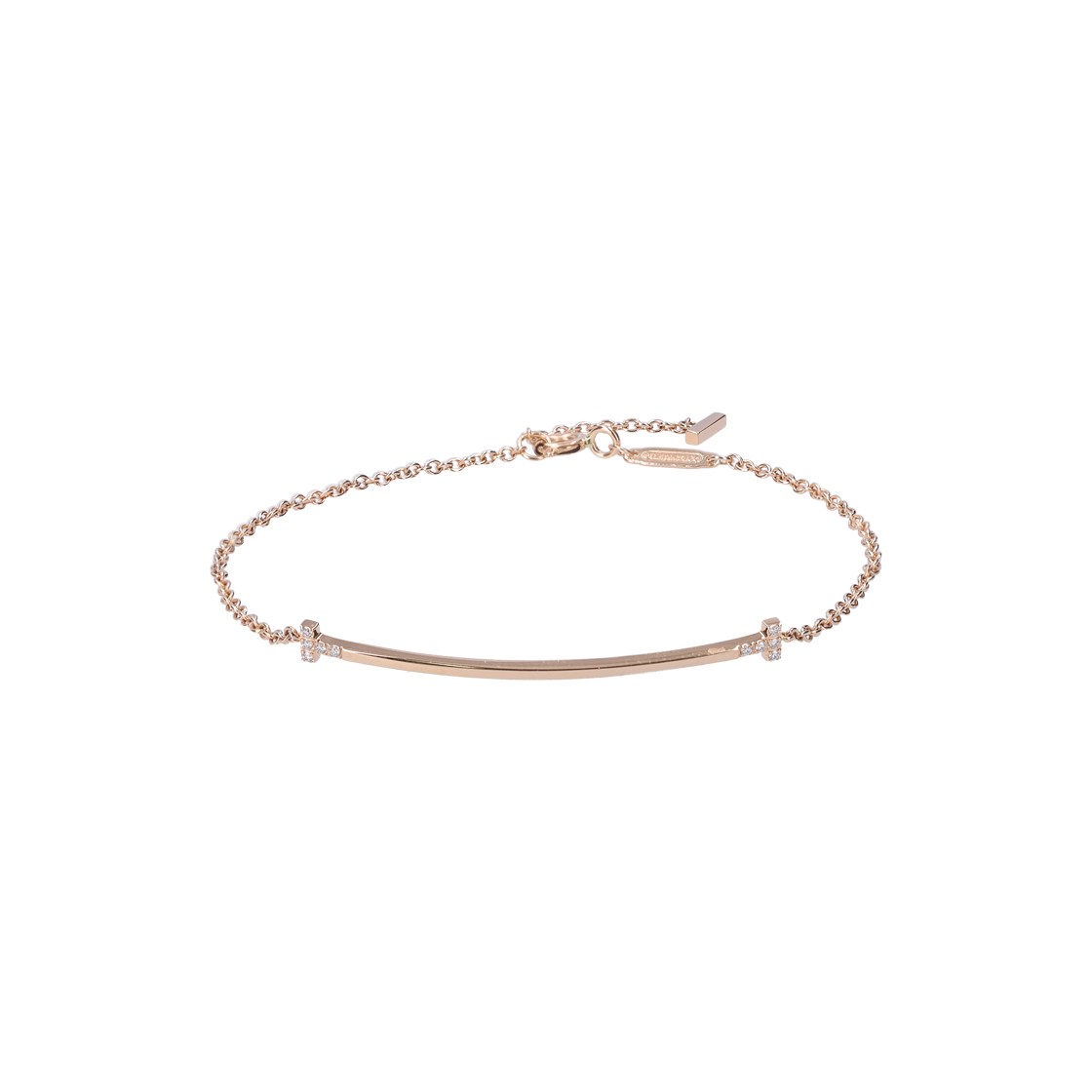 티파니 75369514 T 스마일 스몰 브레이슬릿 18K 로즈 골드 다이아몬드 세팅(Tiffany T Smile Small Bracelet in 18K Rose Gold with Diamond Setting)