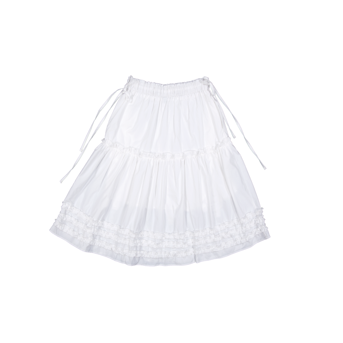 쿠키시 케이티 프릴 미디 스커트 화이트(Kookeesee Katie Frill Midi Skirt White)