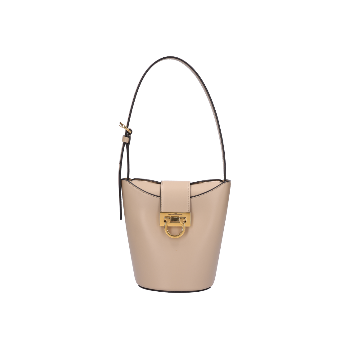 IT3NBTCGNCVK Salvatore Ferragamo Small Trifolio Leather Shoulder Bag in Beige