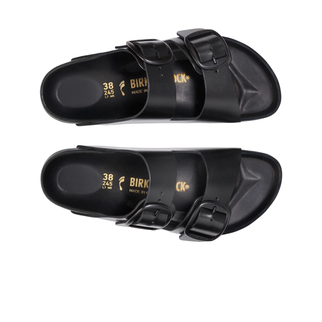 (W) 버켄스탁 아리조나 빅 버클 내츄럴 레더 뉴 드레시 블랙 - 내로우((W) Birkenstock Arizona Big Buckle Natural Leather New Dressy Black - Narrow) - 2