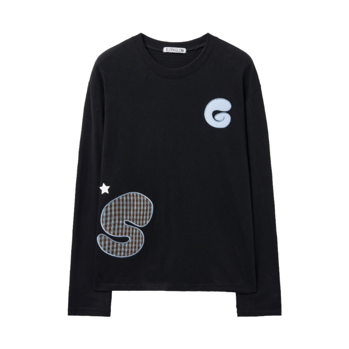 슬릭글로우 아플리케 포인트 롱 슬리브 블랙(SLEEKGLOW Applique Point Long Sleeve Black) - 1