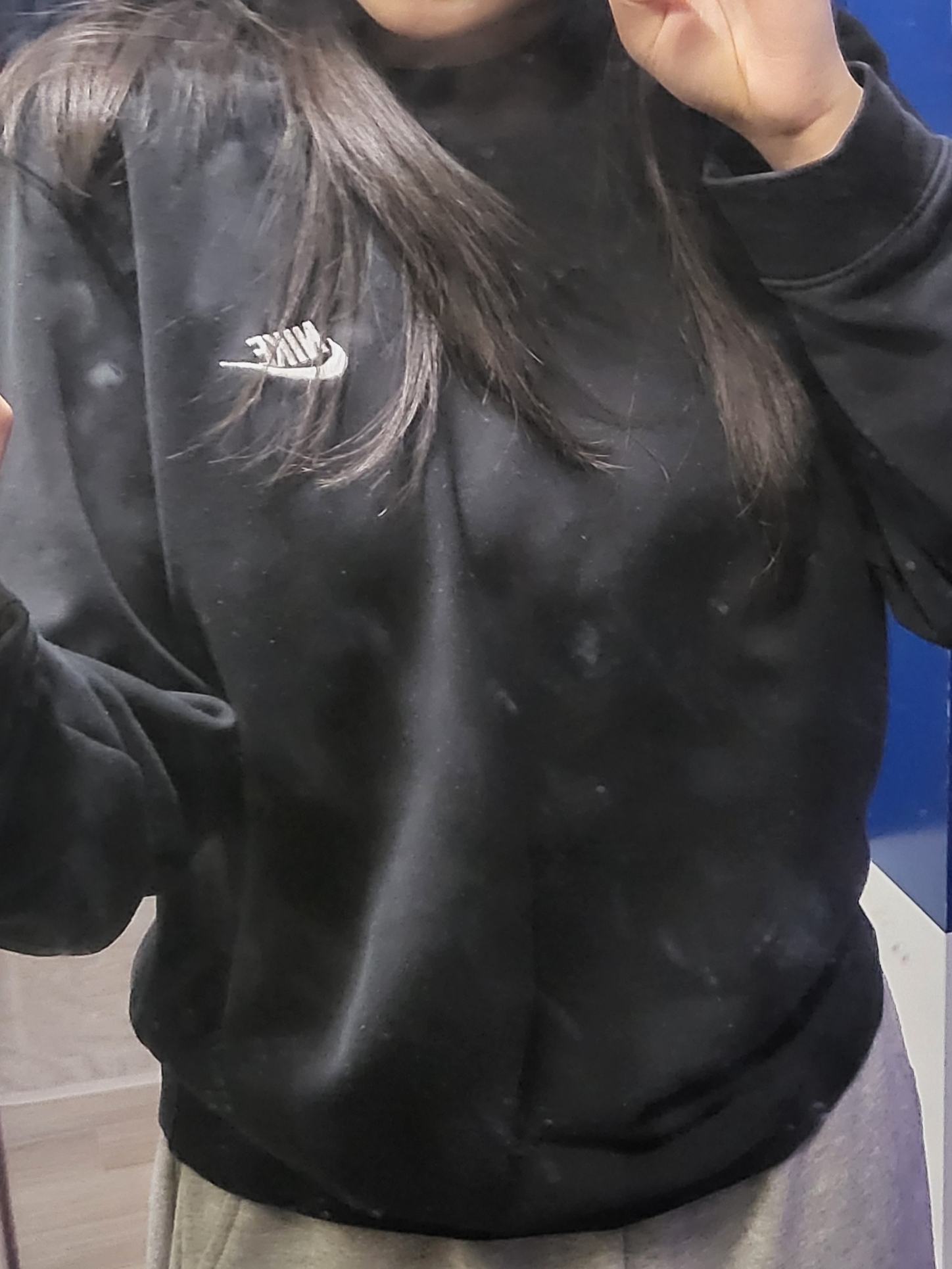 Nike NSW Club French Terry Crew Sweatshirt Black - Asia 착용 스타일