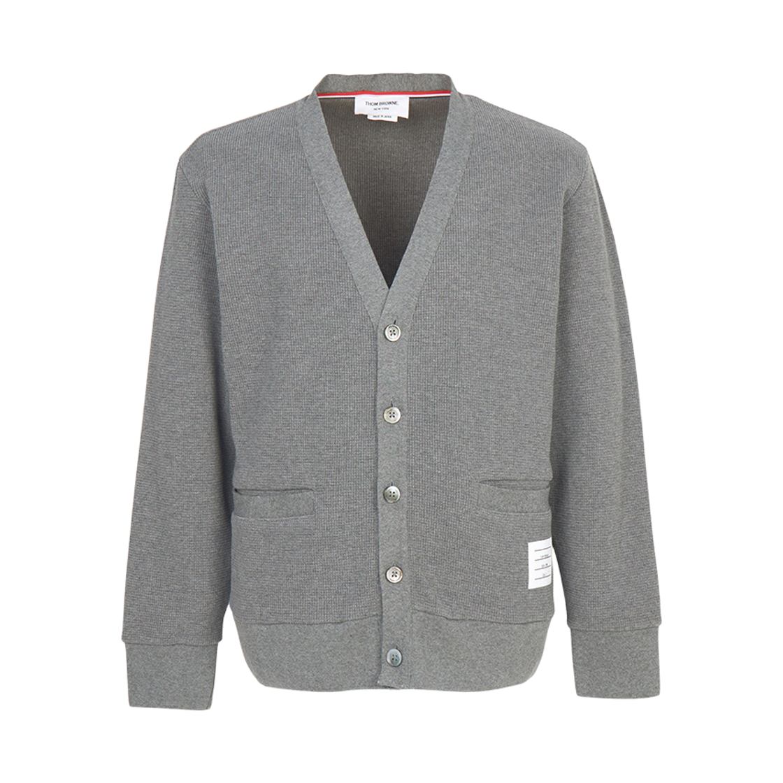 MJT551A-J0114-035 Thom Browne 4-Bar Intarsia Cardigan Medium Grey