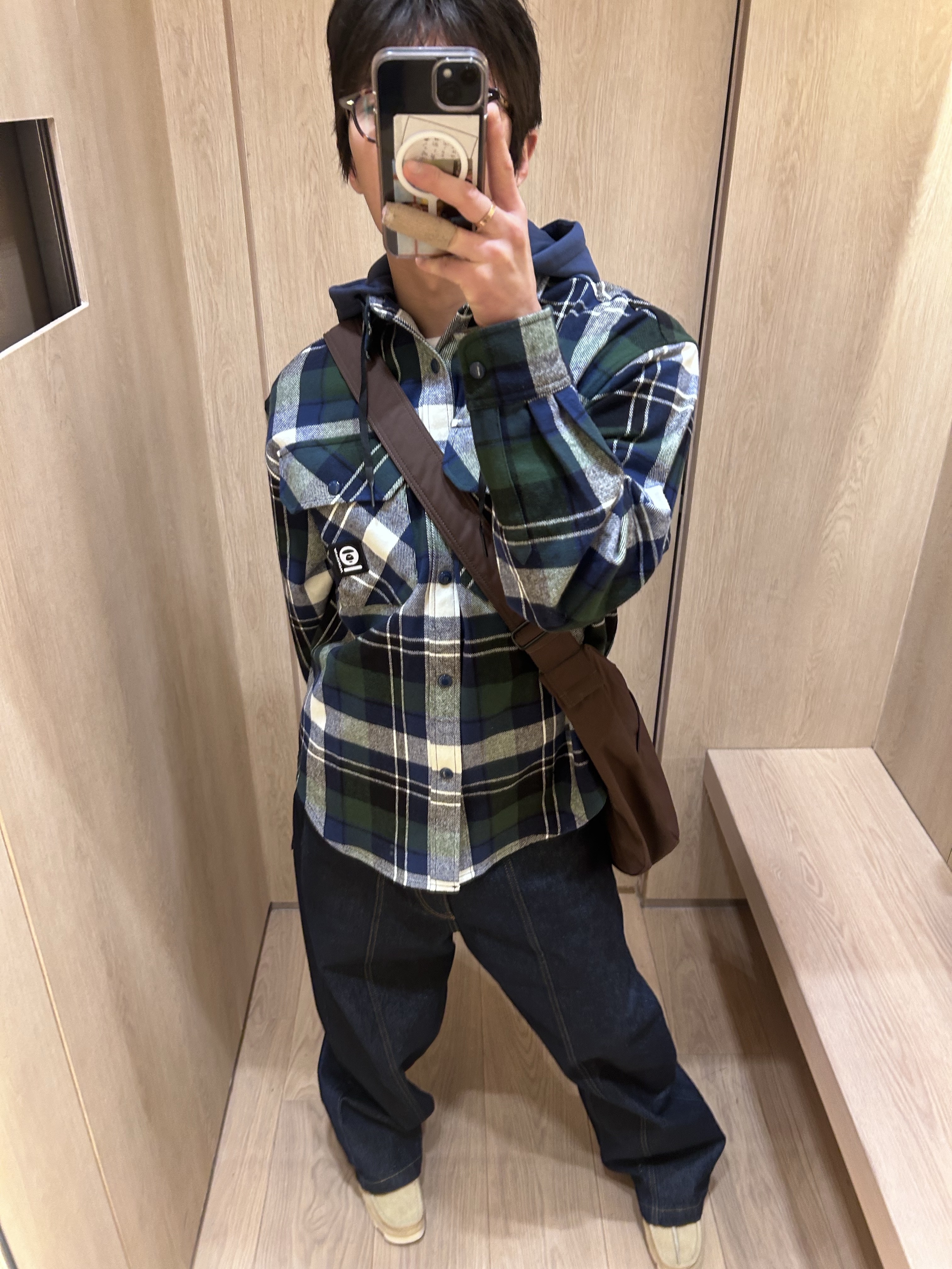AAPE Now Long Sleeve Shirt Navy Green - 26SS 착용 스타일 - 2