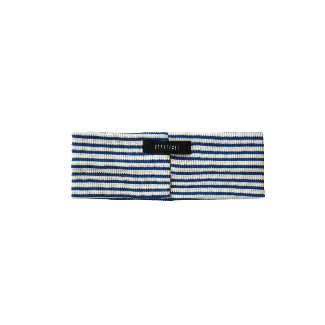 KS6BAHB003BL Kookeesee Stripe Waffle Head Band Blue/Ivory
