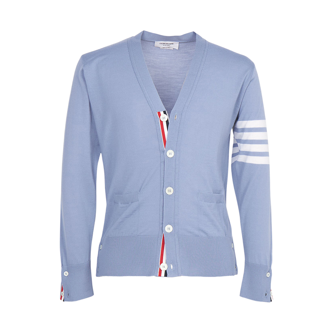MKC002A-Y1014-482 Thom Browne Fine Merino Wool 4-Bar Classic Cardigan Light Blue