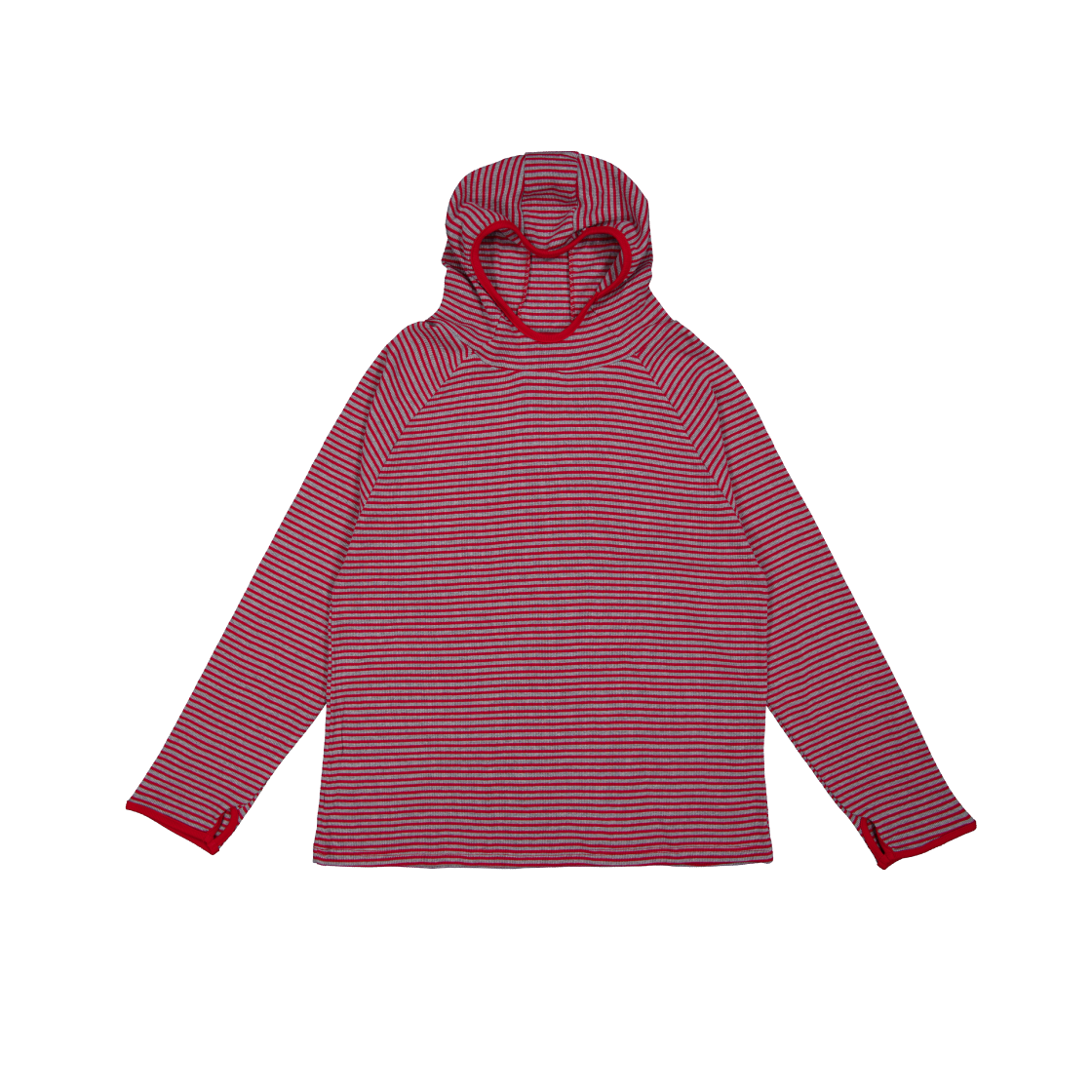 쿠키시 스트라이프 와플 후디 레드/그레이(Kookeesee Stripe Waffle Hoodie Red/Grey)