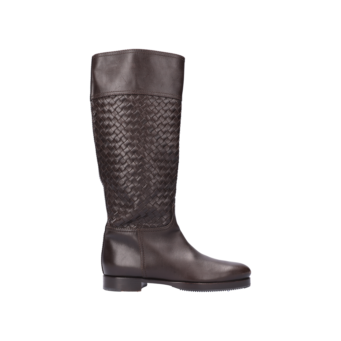 ITEL5REOBJQS Bottega Veneta Intrecciato Riding Boots - Dark Brown, Size 36