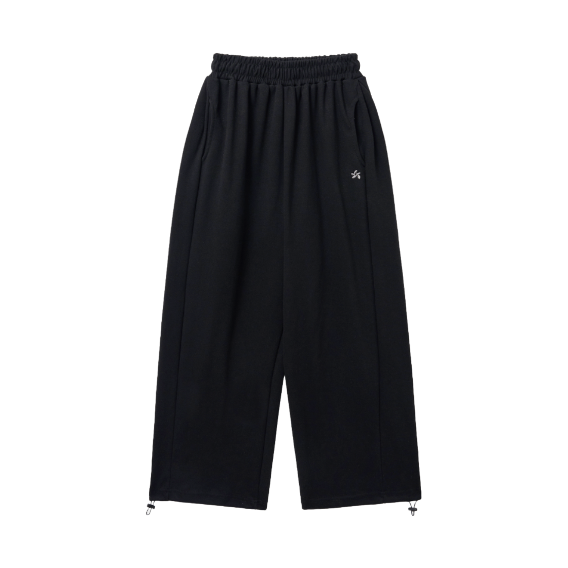 슬릭글로우 사이드 핀턱 로고 와이드 스웨트 팬츠 블랙(SLEEKGLOW Side Pintuck Logo Wide Sweat Pants Black)