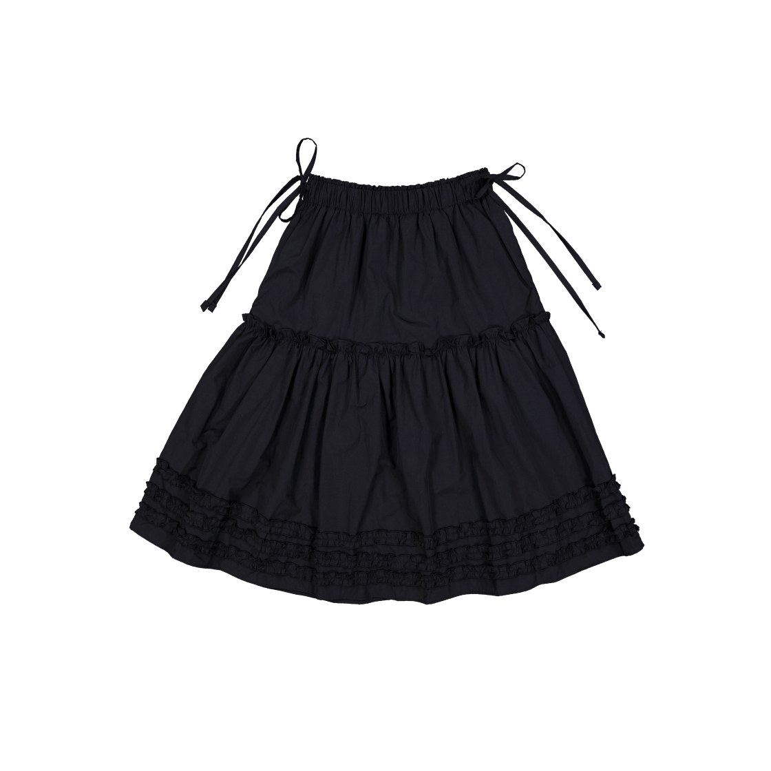 쿠키시 케이티 프릴 미디 스커트 블랙(Kookeesee Katie Frill Midi Skirt Black)