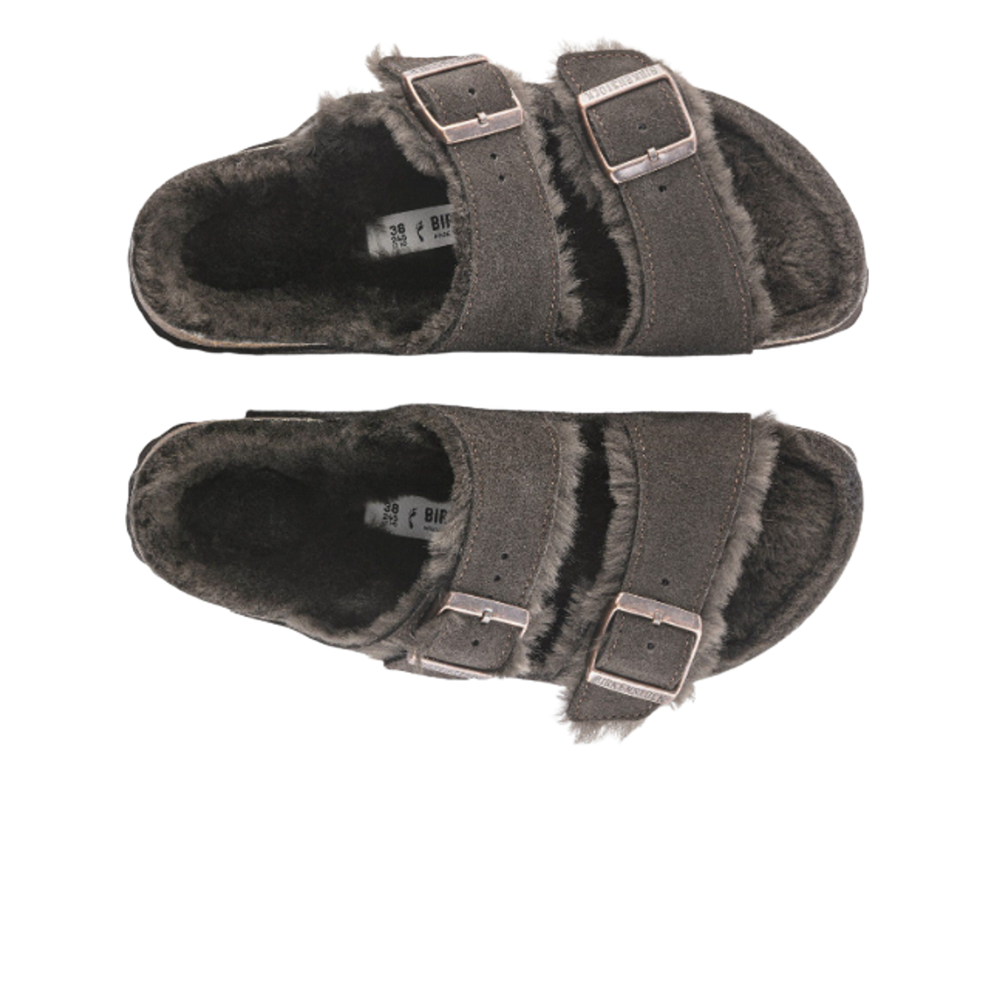 (W) 버켄스탁 아리조나 셔링 스웨이드 레더 모카 - 내로우((W) Birkenstock Arizona Shearling Suede Leather Mocca - Narrow) - 2