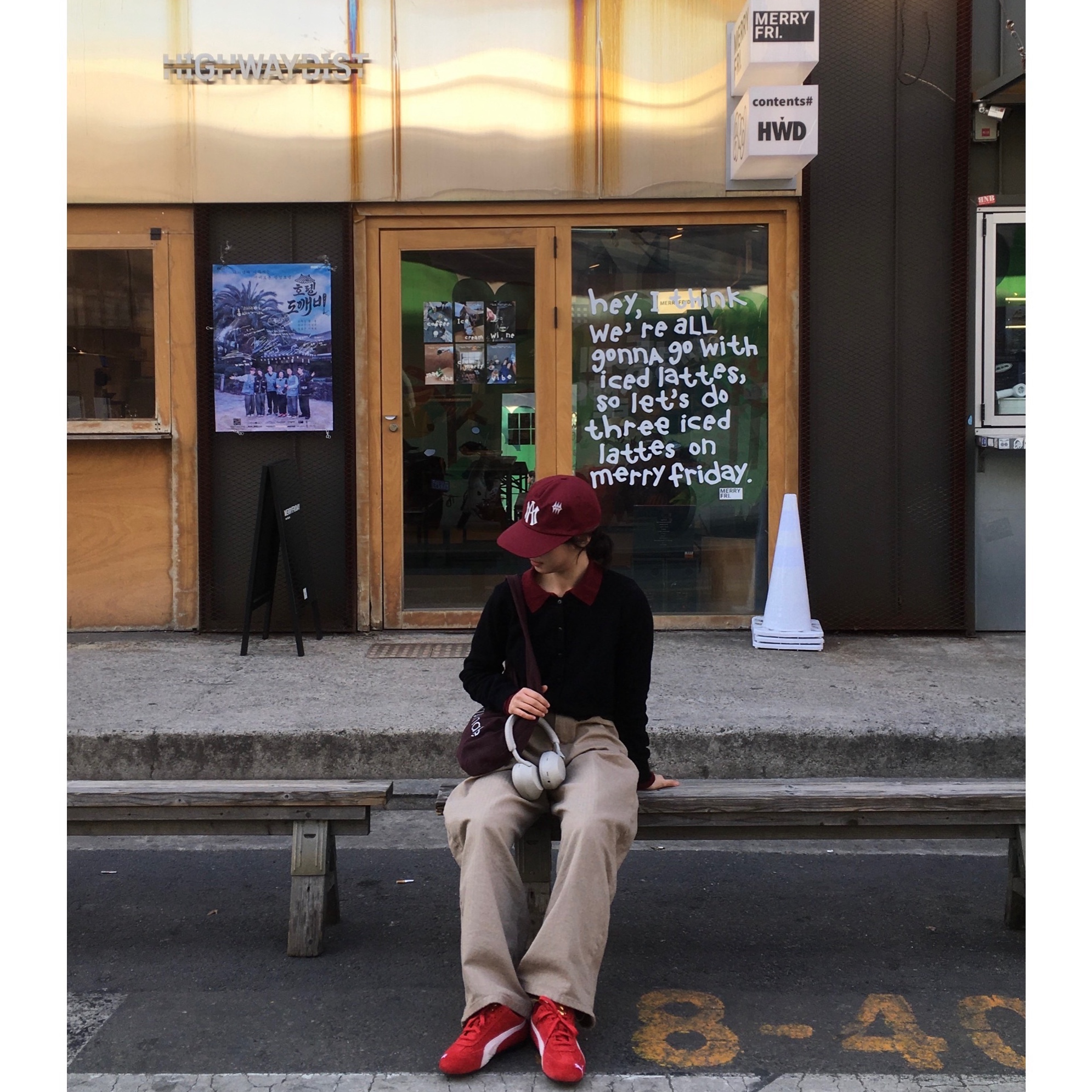 Aftermath Atm Logo Ball Cap Burgundy, Puma Speedcat OG Red White 착용 스타일 - 1