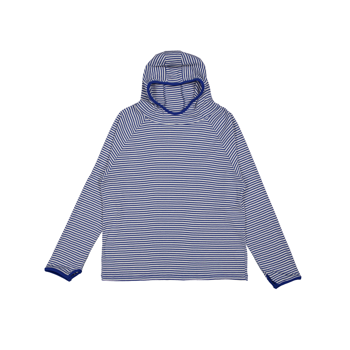 KS6BRHD001BL Kookeesee Stripe Waffle Hoodie Blue/Ivory