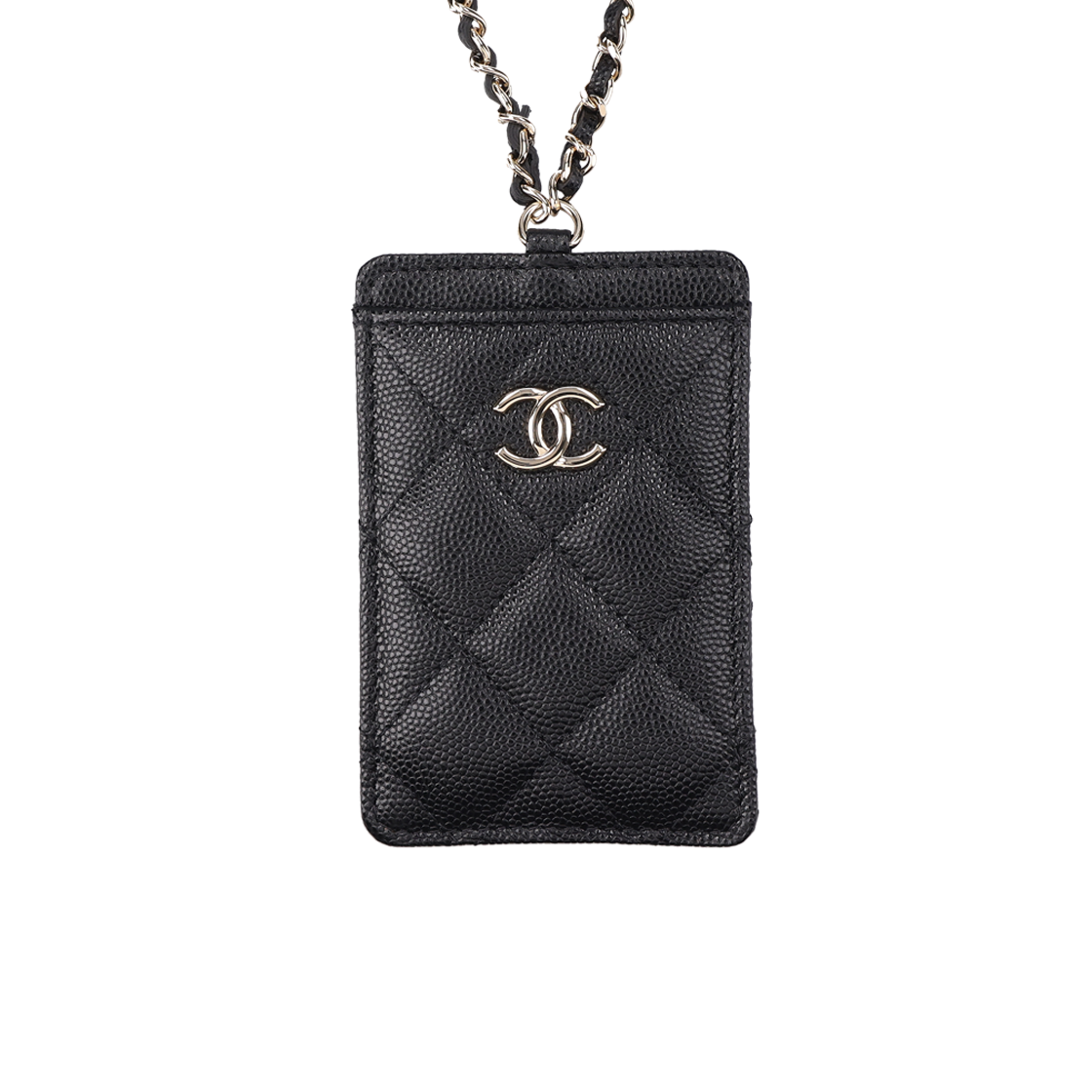 ITMBMNO9F5R9 Chanel Classic Charm Necklace Chain Wallet in Black Leather