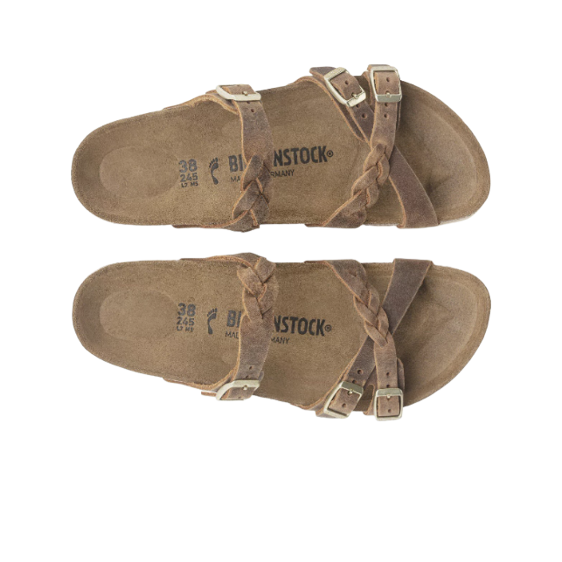 (W) 버켄스탁 프랑카 브레이디드 내츄럴 오일드 레더 코냑 - 내로우((W) Birkenstock Franca Braided Natural Oiled Leather Cognac - Narrow) - 2