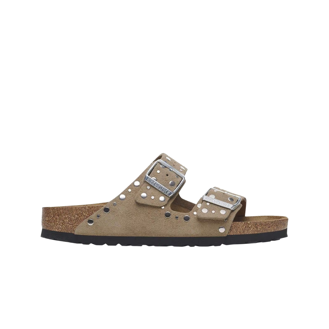 (W) 버켄스탁 아리조나 리벳 스웨이드 토프 - 레귤러((W) Birkenstock Arizona Rivet Suede Taupe - Regular)