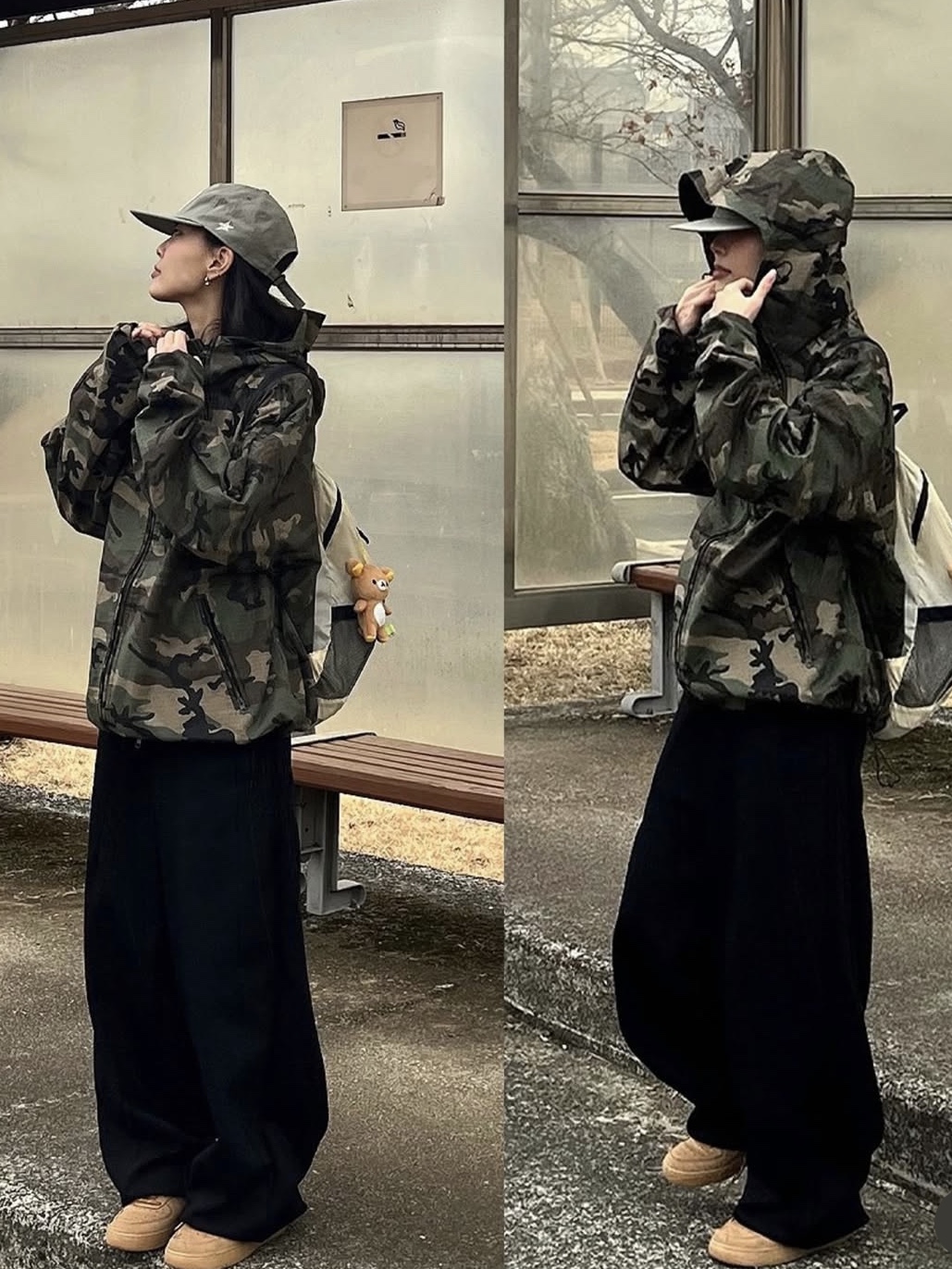 Aoiro 6-Panel Bone A/N Cap Olive, Nike Air Force 1 '07 WB Flax 착용 스타일 - 2