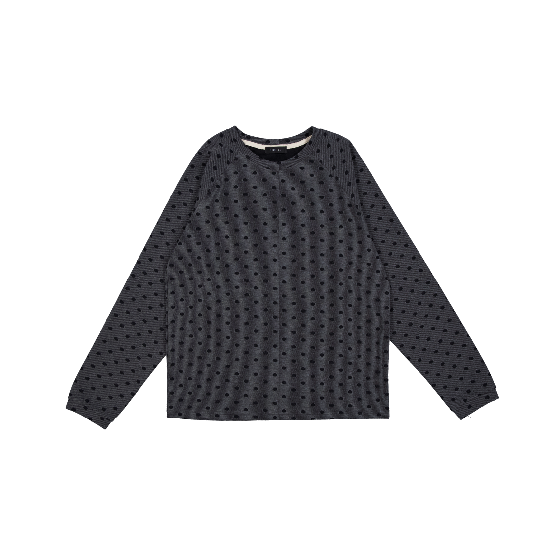KS6BRTO001CC Kookeesee Rib Dot Raglan Tee Charcoal
