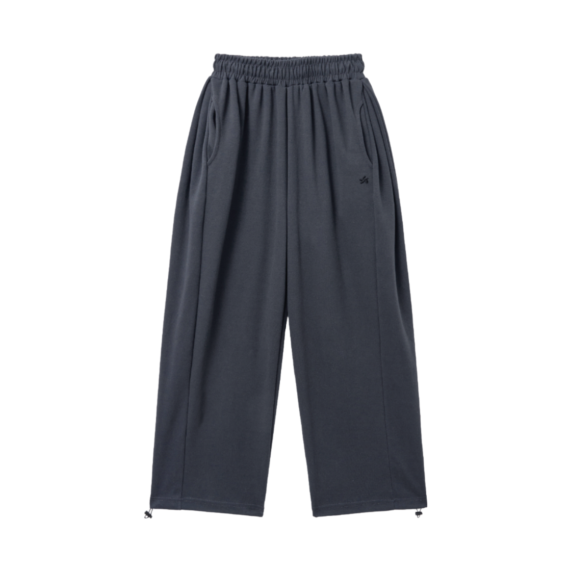 슬릭글로우 사이드 핀턱 로고 와이드 스웨트 팬츠 차콜(SLEEKGLOW Side Pintuck Logo Wide Sweat Pants Charcoal)