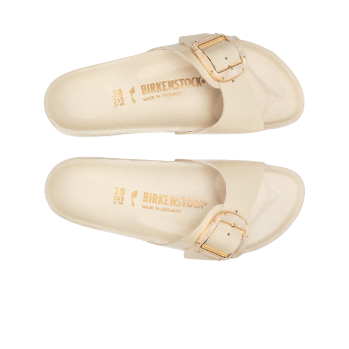 (W) 버켄스탁 마드리드 빅 버클 펄 내츄럴 레더 페이턴트 하이 샤인 에크루 - 내로우((W) Birkenstock Madrid Big Buckle Pearl Natural Leather Patent High Shine Ecru - Narrow) - 2