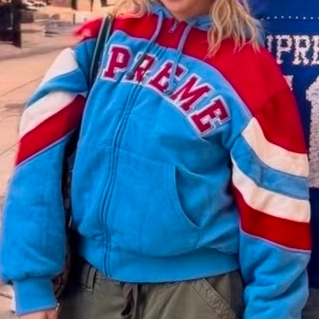 Supreme Filled Zip Up Hooded Sweatshirt Light Blue - 26SS 착용 스타일 - 2