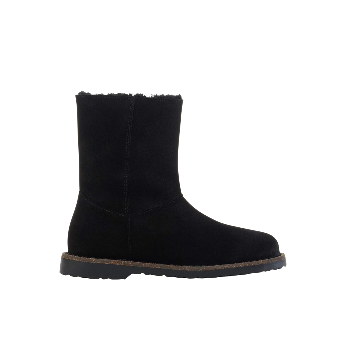 1030242 (W) Birkenstock Uppsala Zip Shearling Suede Leather Black - Narrow
