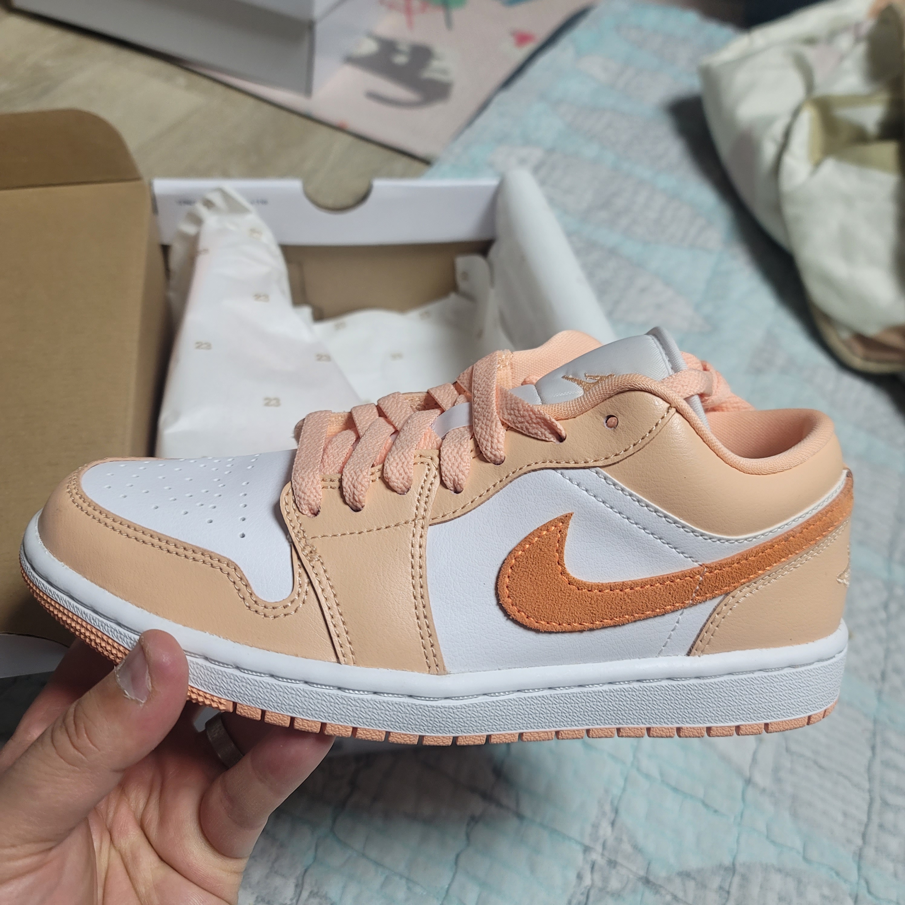 (W) Jordan 1 Low Sunset Haze 착용 스타일 - 1