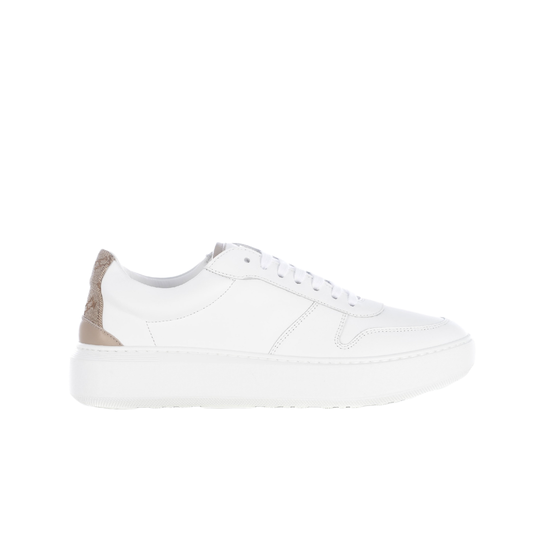 (W) 에르노 모노그램 힐 레더 스니커즈 화이트 베이지((W) Herno Monogram Heel Leather Sneakers White Beige)