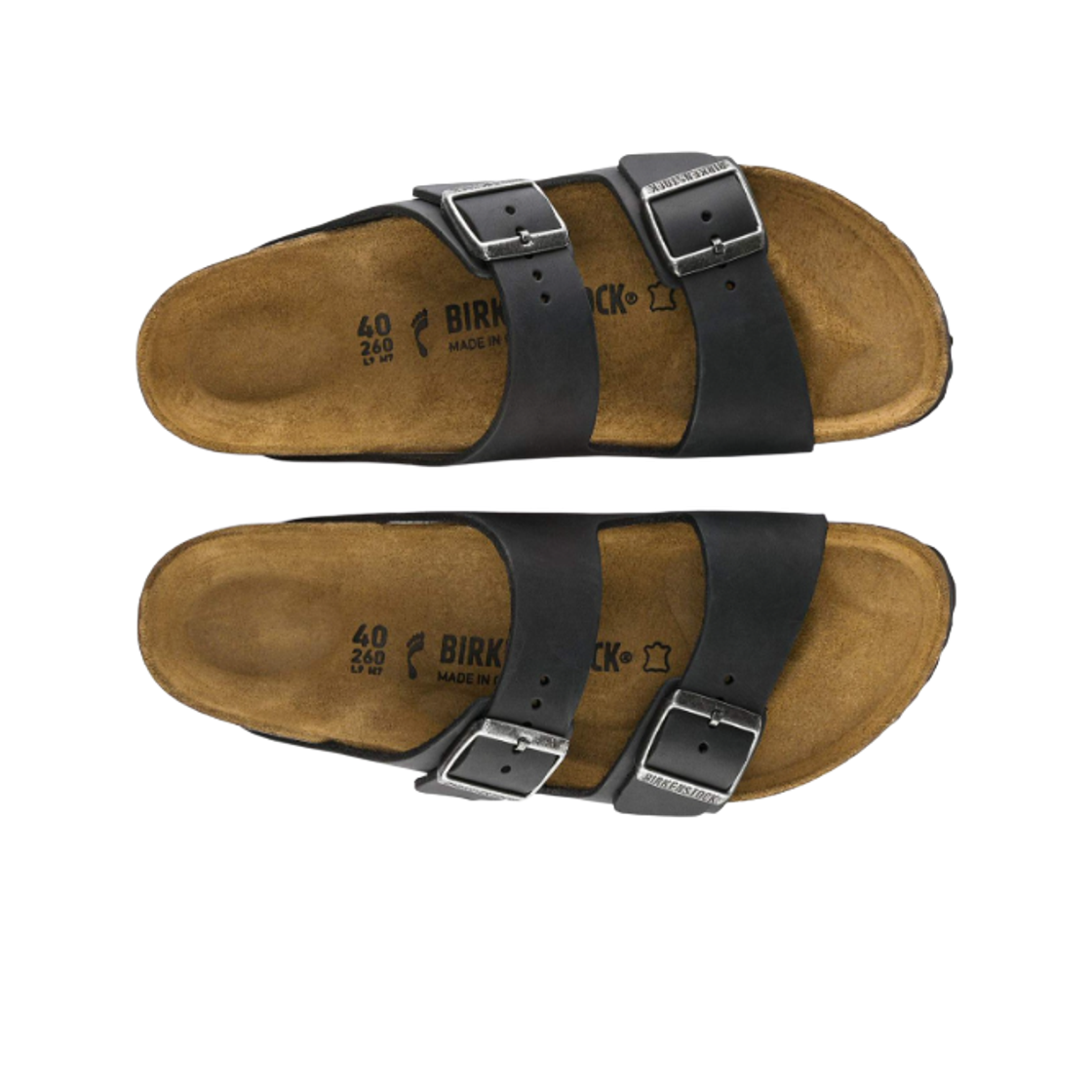 버켄스탁 아리조나 내츄럴 오일드 레더 블랙 - 내로우(Birkenstock Arizona Natural Oiled Leather Black - Narrow) - 2