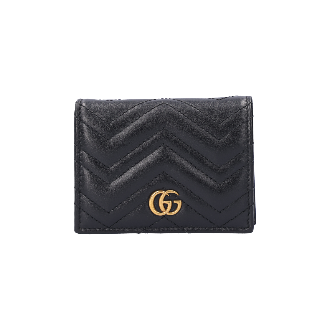 구찌 466492 GG 마몽 마틀라세 카드 지갑 레더 블랙(Gucci 466492 GG Marmont Matelasse Leather Card Wallet - Black)