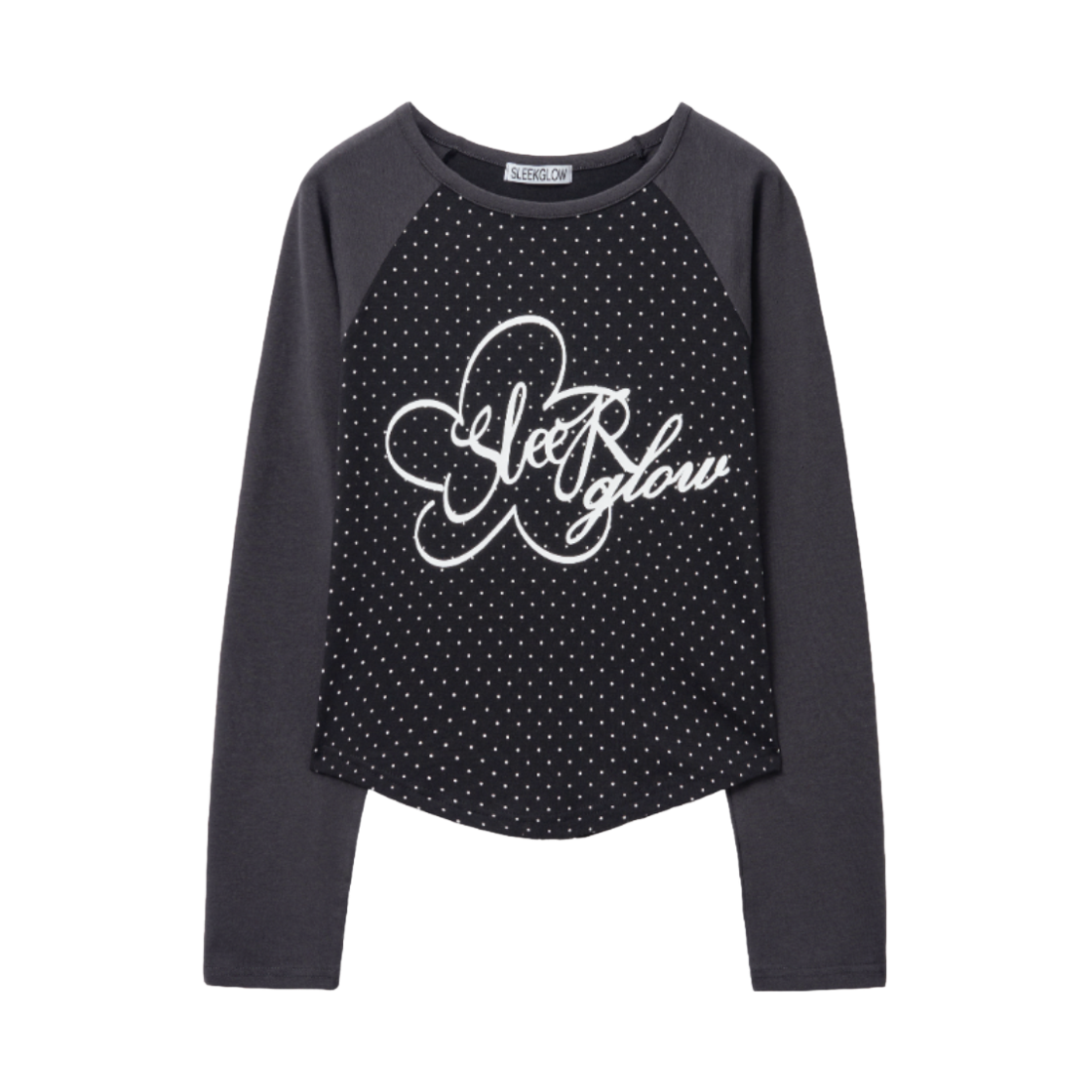 슬릭글로우 플라워 도트 크롭 롱 슬리브 블랙(SLEEKGLOW Flower Dot Crop Long Sleeve Black)