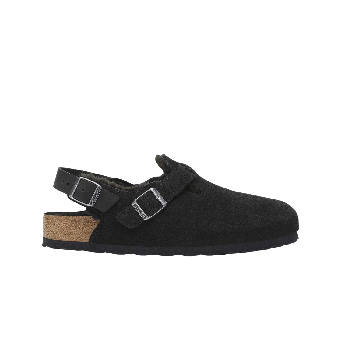 1028328 Birkenstock Tokio Shearling Suede Leather Black - Narrow