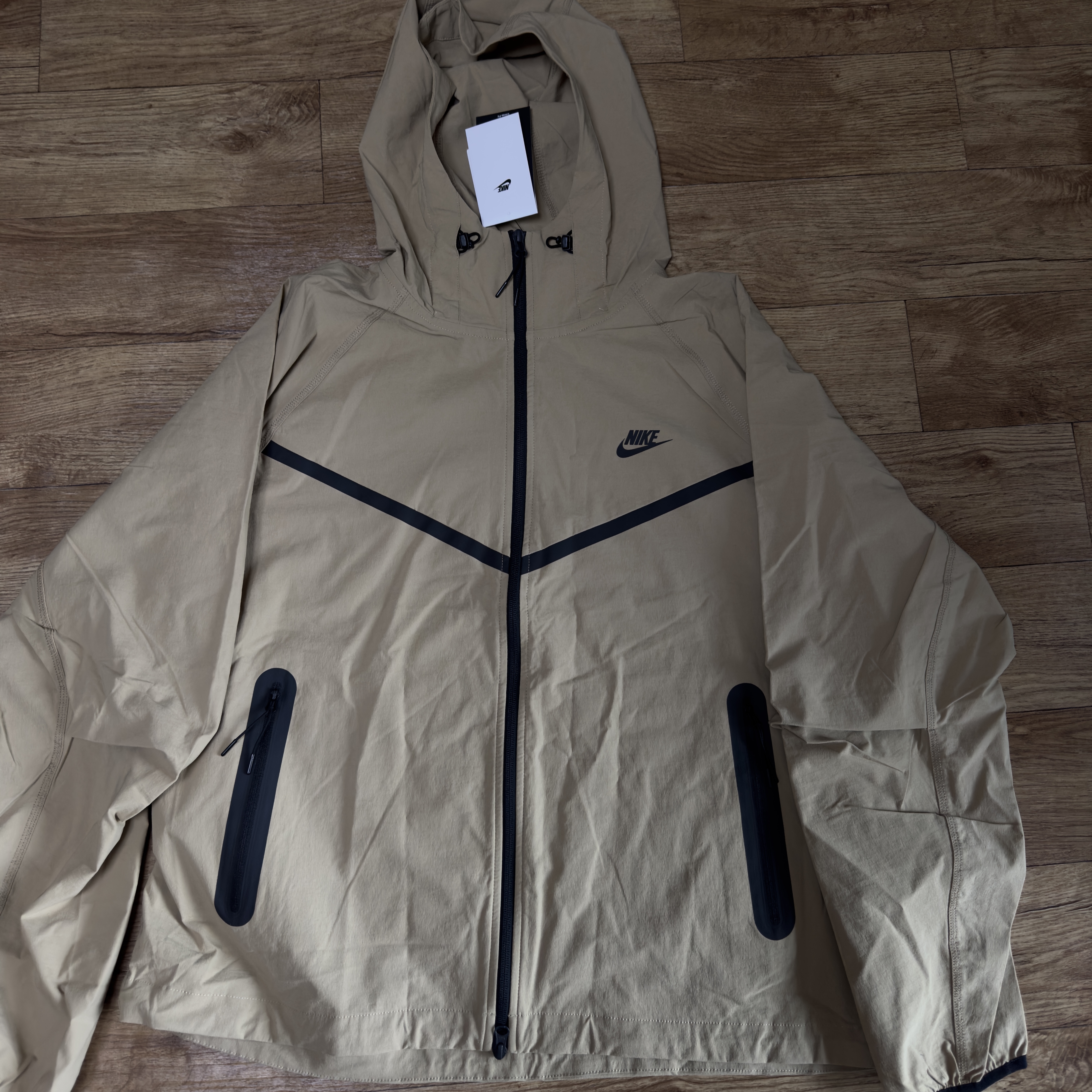 Nike Tech Windrunner Woven Full Zip Jacket Parachute Beige Black - Asia 착용 스타일
