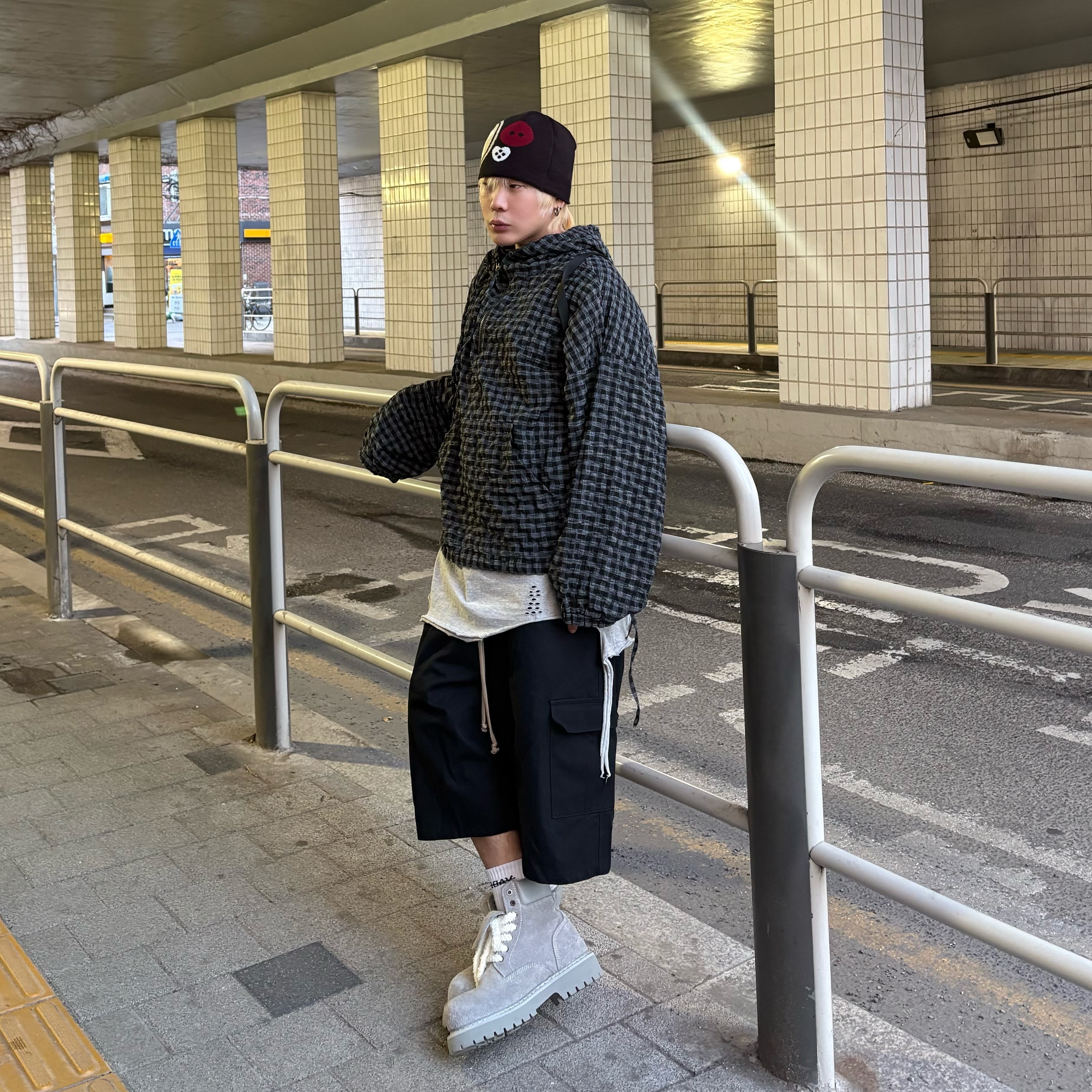 LOSTGARDEN x Grailz Route Slate Grey 착용 스타일 - 2