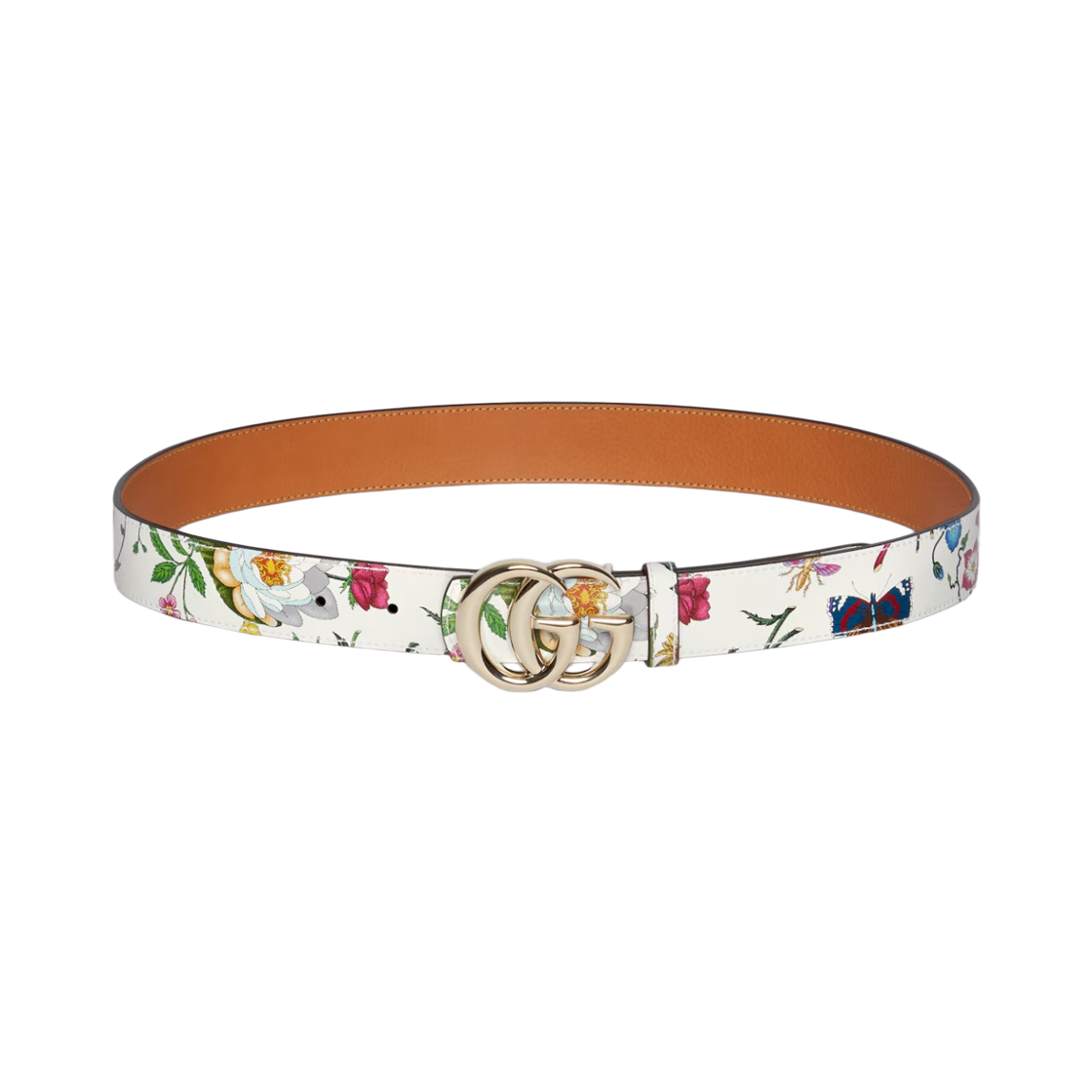(W) 구찌 리버시블 GG 마몽 벨트 브라운 화이트((W) Gucci Reversible GG Marmont Belt Brown White) - 1