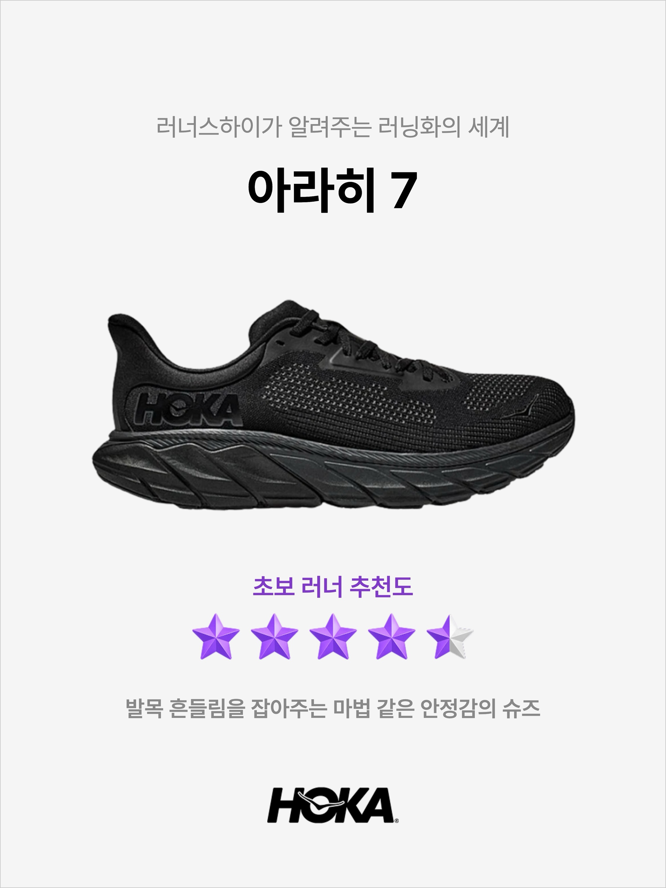 Hoka Arahi 7 Black, Hoka Arahi 7 Black White - Wide 착용 스타일 - 1