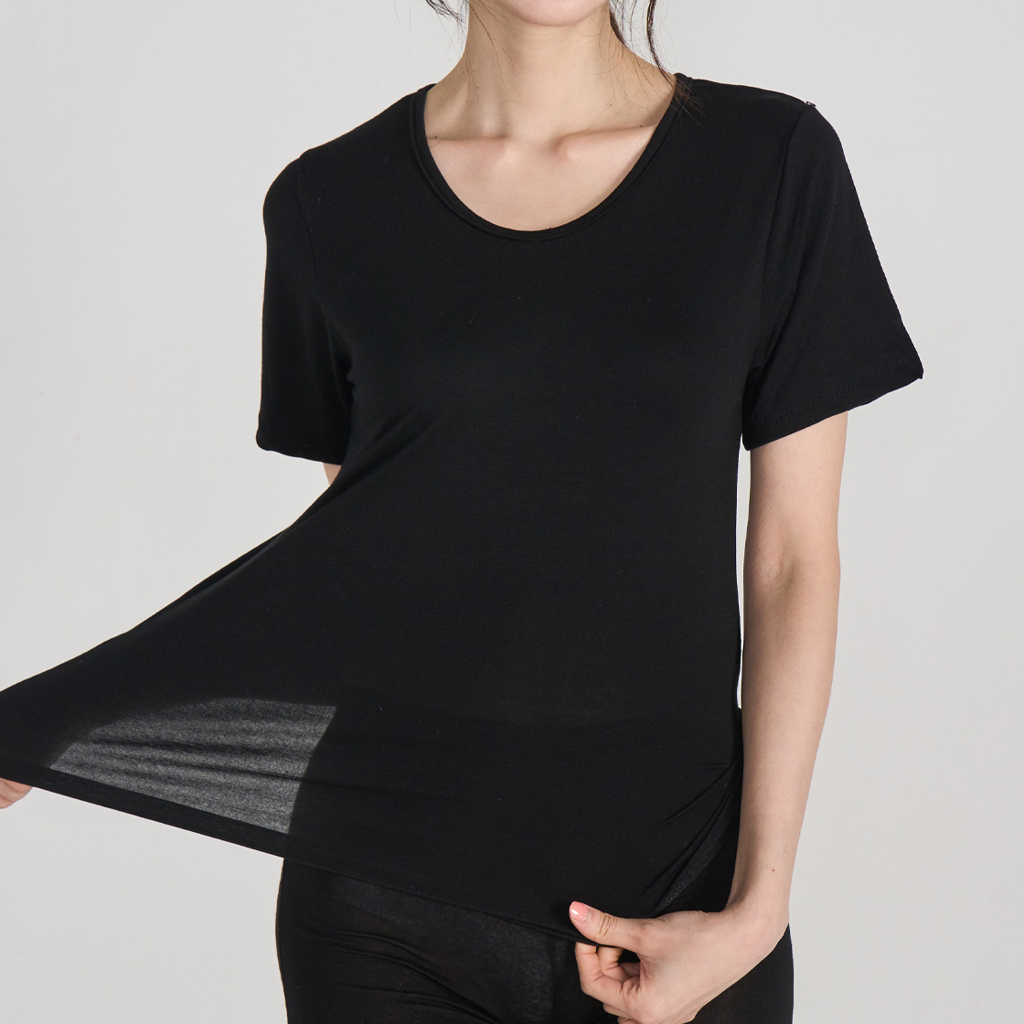 에이원 텐셀 소프트 반팔 런닝 블랙(AONE Tencel Soft Short-Sleeve Running Top Black) - 2