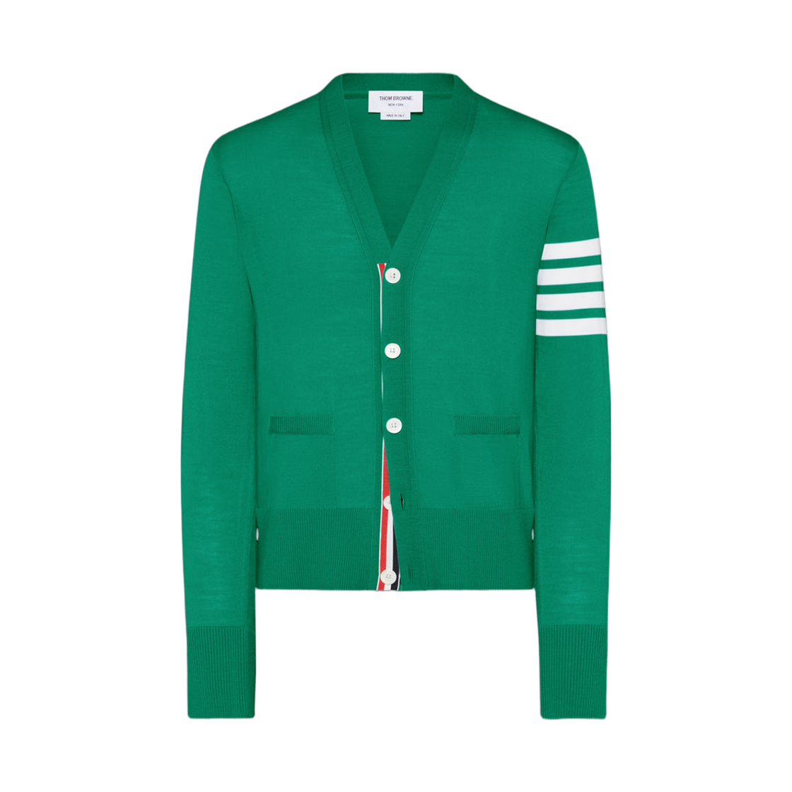 MKC002A-Y1014-345 Thom Browne Fine Merino Wool 4-Bar Classic Cardigan Medium Green