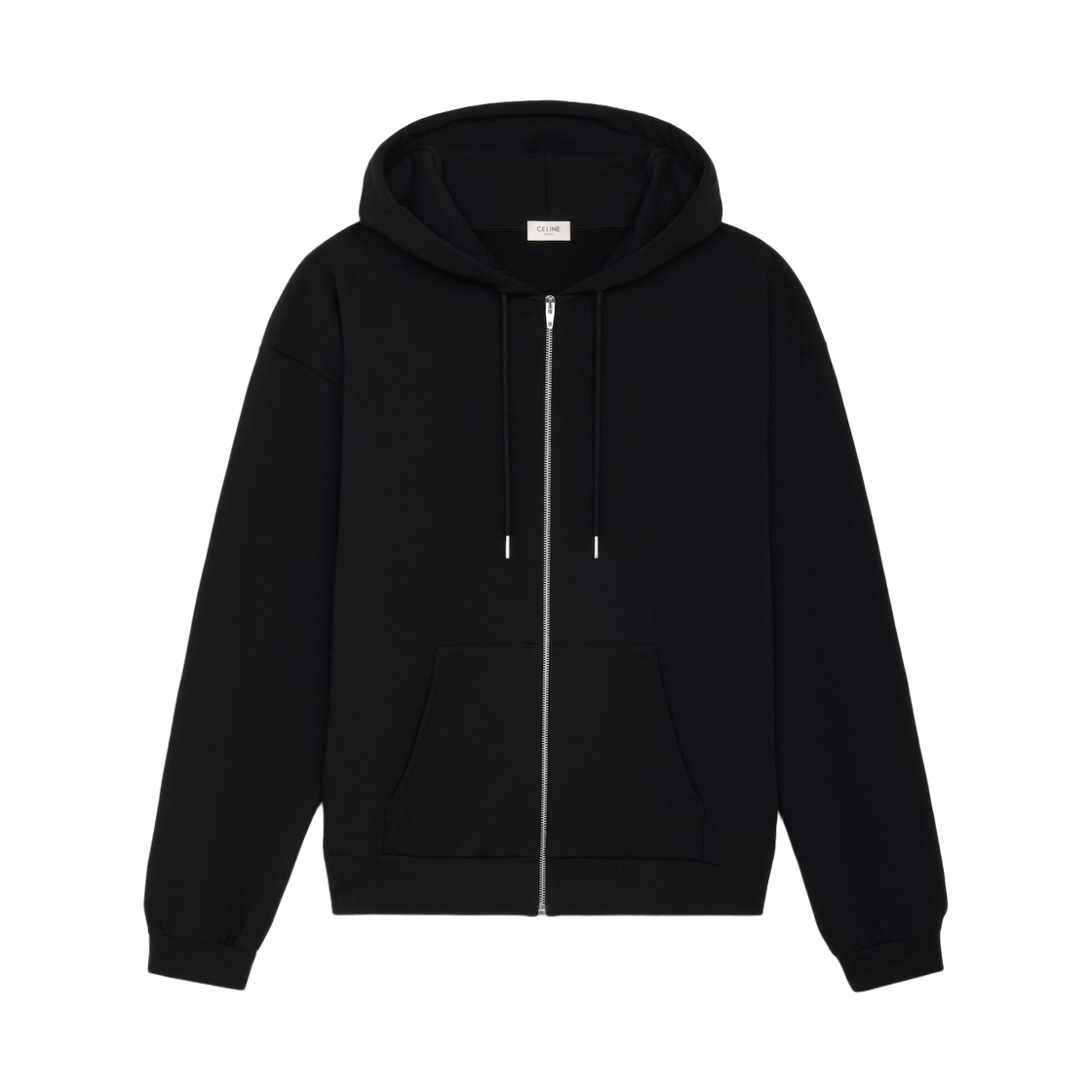 셀린느 지퍼 후드 코튼 플리스 블랙 화이트(Celine Zipped Hoodie in Cotton Fleece Black White)