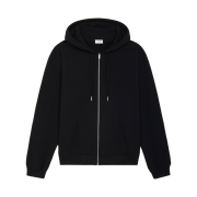Celine Zipped Hoodie in Cotton Fleece Black White