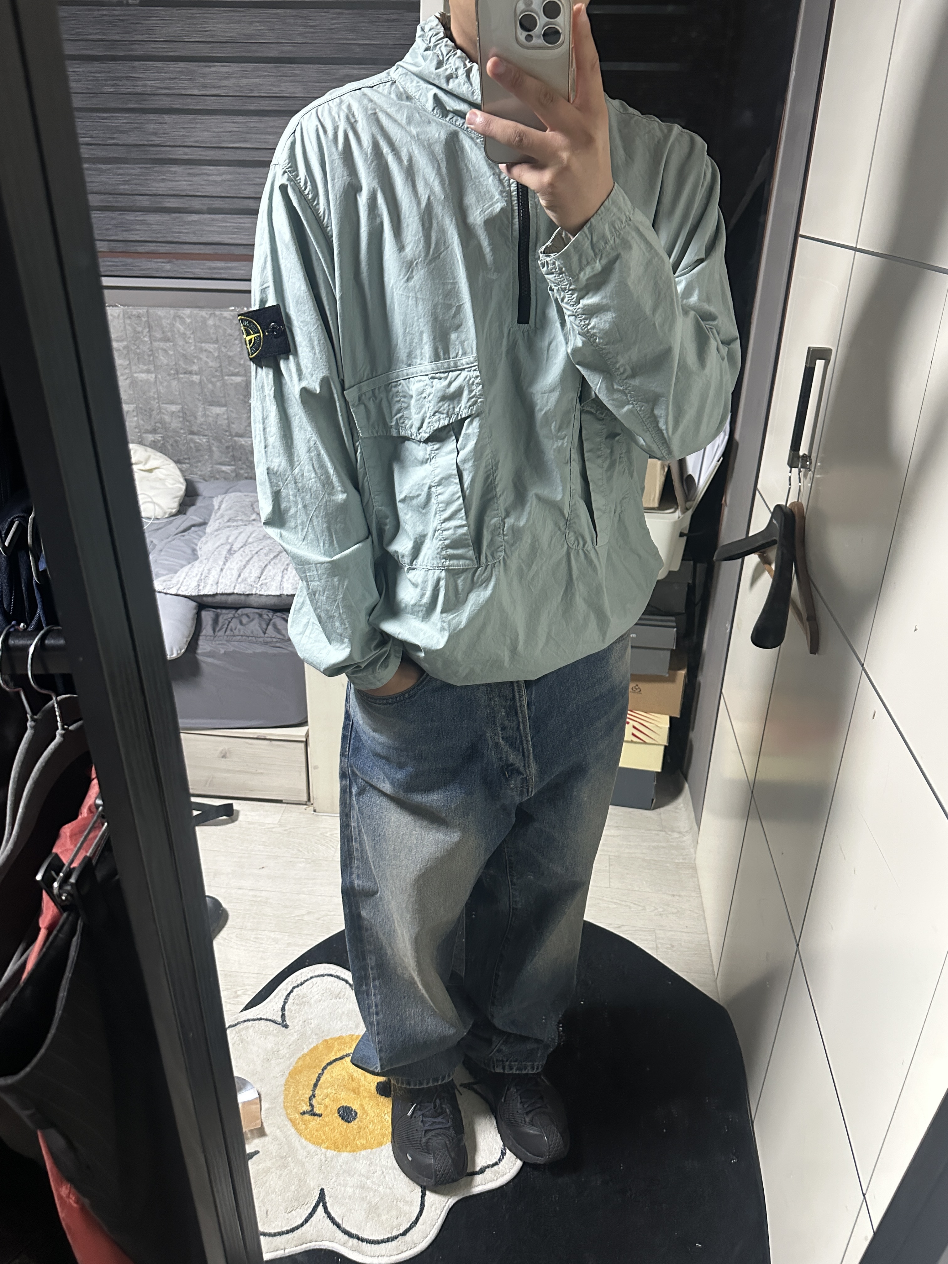 Stone Island 10705 Light Cotton Canvas Garment Dyed Half Zipper Anorak Sky Blue - 23SS, Asics x Kiko Kostadinov Gel-Kiril 3 Black Deep Blue 착용 스타일 - 2