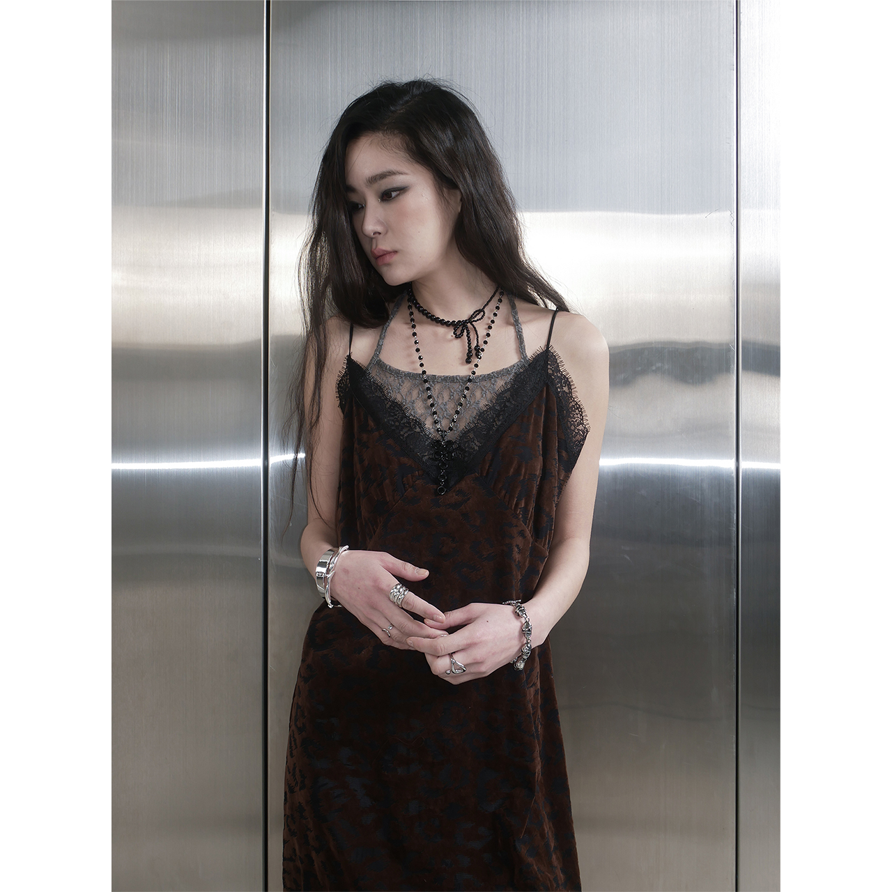 스틸레써디 레오파드 슬립 드레스 브라운(Still Lethardy Leopard Slip Dress Brown) - 3