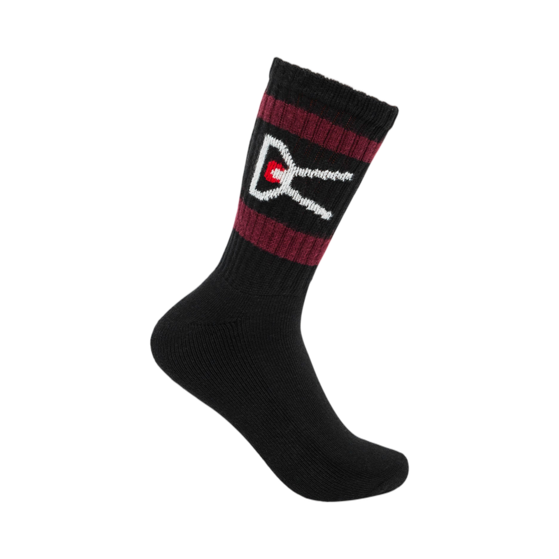 디스트릭트 비전 유에스에이 코튼 삭스 블랙 앤 버건디 스트라이프(District Vision Usa Cotton Socks Black & Burgundy Stripe) - 1