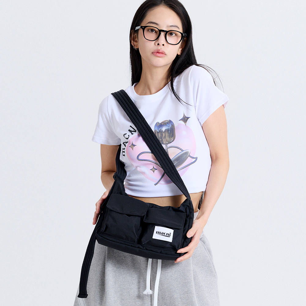 마크니 투 포켓 크로스백 블랙(MACNI Two Pocket Cross Bag Black) - 3